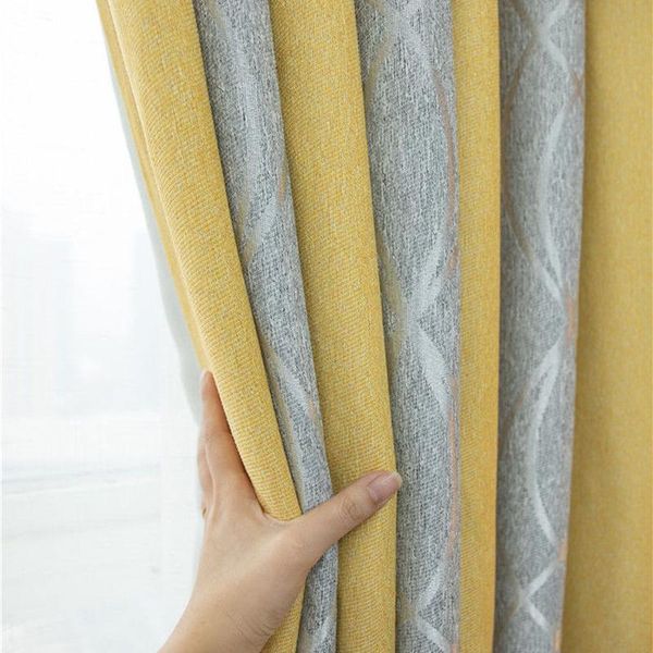 

blackout jacquard seamless stitching curtain for living room bedroom window finished product & drapes