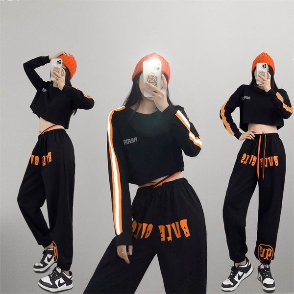 

hip hip hop suit women's 2021 spring new fake piece shuffle dance clothes fashion sports leisure two pieces, Gray