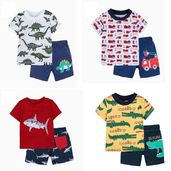 

clothing sets short sleeve print t-shirt+shorts baby boy summer clothes set toddler infant outfit born girl costume 6-36m 2021, White