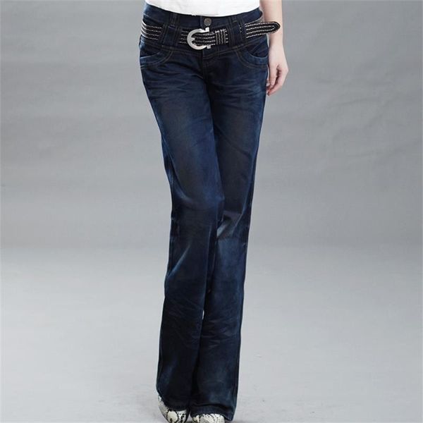 

women's jeans 2021 wide leg flare pants girls business casual vintage blue big straight trousers