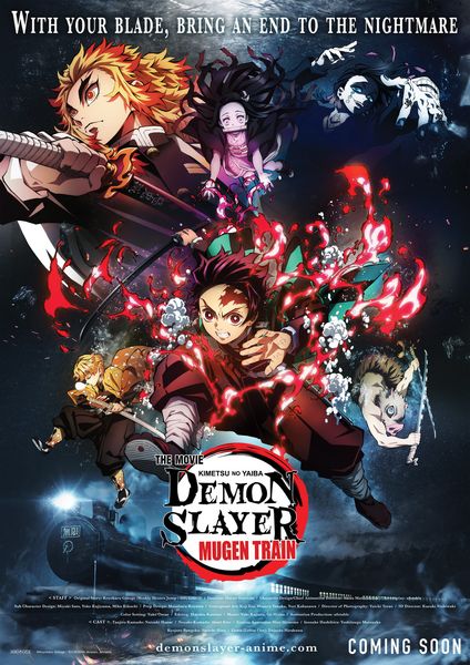 

2021 new movie demon slayer the movie: mugen train poster silk art print