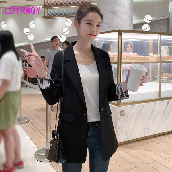 

suit women's black autumn 2021 korean leisure regular single breasted button polyester suits & blazers, White;black