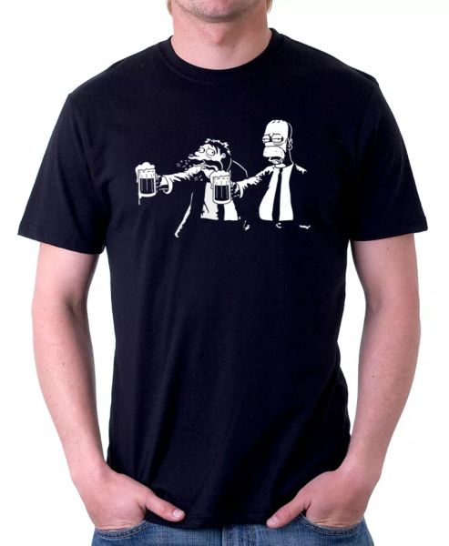 

PULP Fiction Homer parody funny tarentino film black t-shirt 09872, White;black