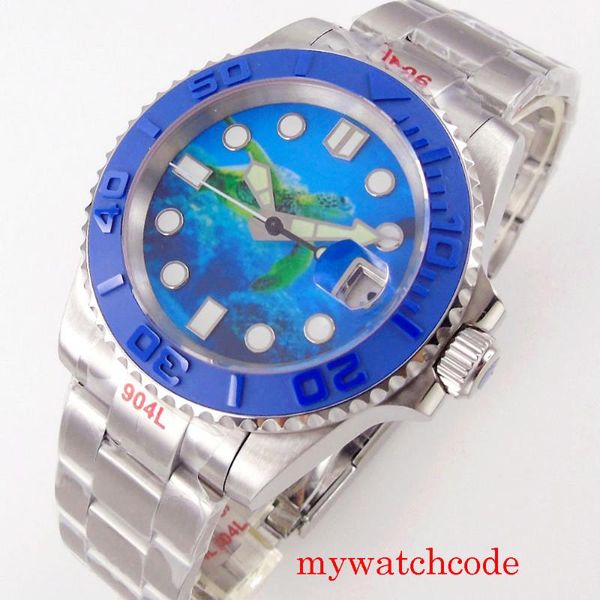 

wristwatches 40mm bliger mechanical sub automatic mens watch sapphire glass luminous marks 904l oyster bracelet, Slivery;brown