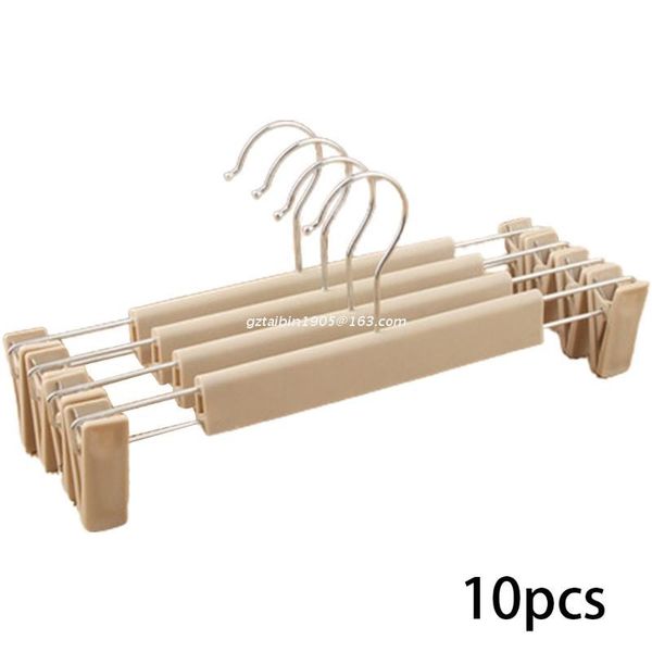 Kleiderbügel Racks 10Pcs Metall Kleidung Mit Nicht-Slip Kunststoff Clips Hosen Hängen Haken Rack Dropship