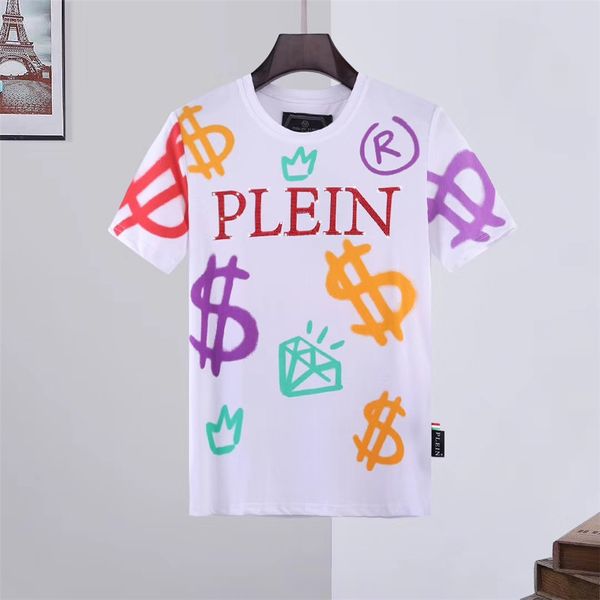 

2021 summer men's t-shirt polo shirt graffiti print short-sleeved men trend fashion round neck casual ins half-sleeved top, White;black