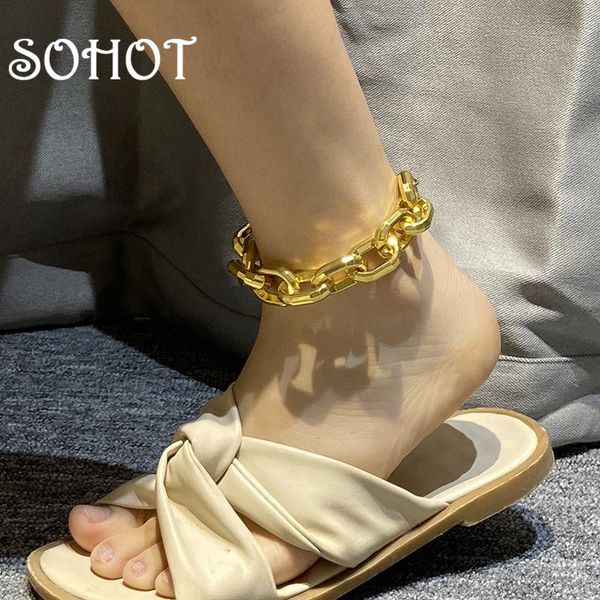 

anklets so european wide geometric acrylic hyperbole women charm anklet chic gold silver color for female punk party jewelry, Red;blue