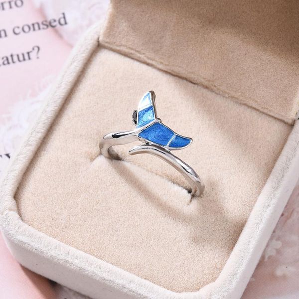 

selling small fresh and cute girl ring ladies street style trend dolphin tail fashion dripping oil female gift cluster rings, Golden;silver