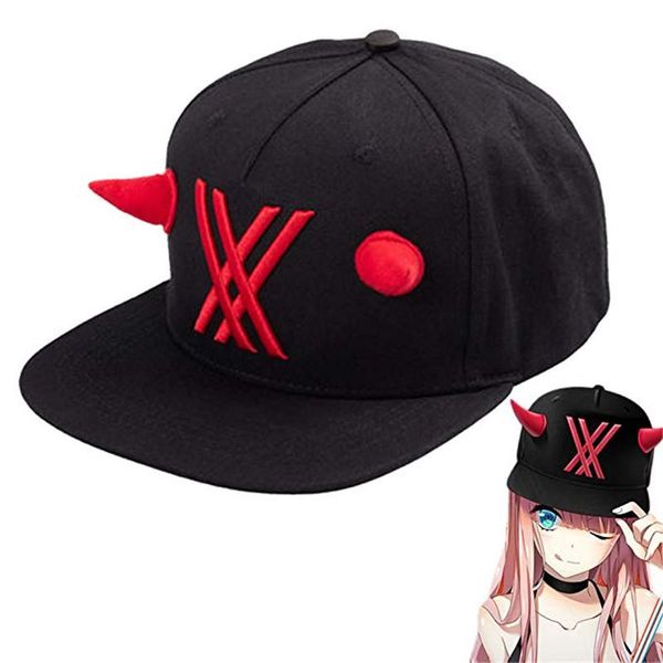 

party masks hallowen props darling in the franxx zero two 02 hat flat sun shade adjustable snapback baseball caps child gift