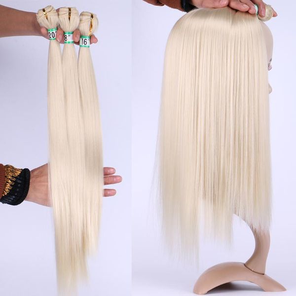 

human ponytails brazilian 100 gram/pcs 613 color straight hair double weft weaving 16-28 inches synthetic bundles extensions, Black