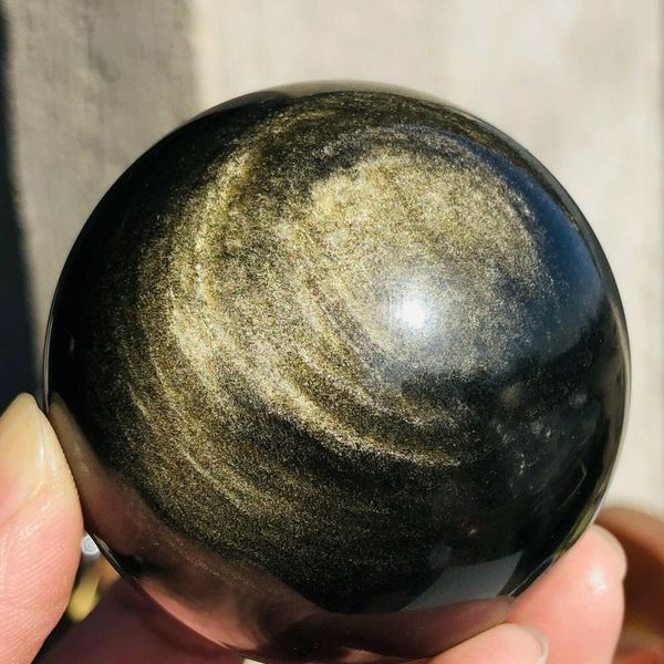 

1pc unique obsidian ball natural crystal energy healing home furnishing gift decorative objects & figurines