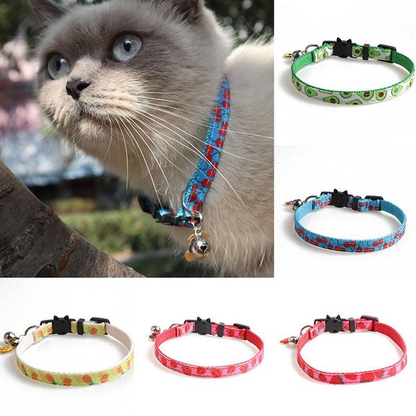 

1pc pet collar fruit cat dog collars fashion supply adjustable printing cute safety neck strap ring & leashes