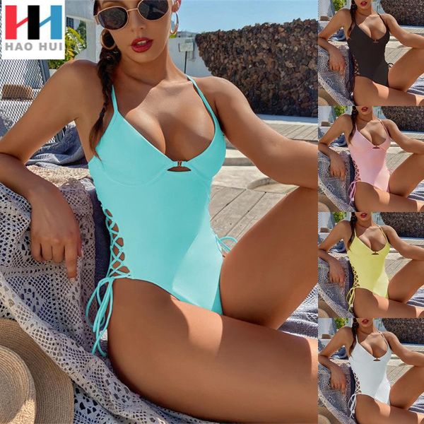 

women's swimwear huihui swimsuit one piece bikini solid color, White;black