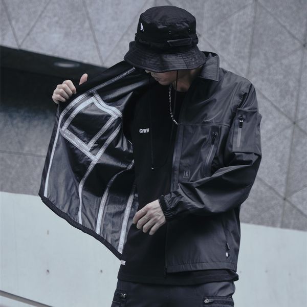 

jackets thin section pockets jacket hip hop men jackets casual black white outdoor overcoats windbreaker nejf, Black;brown