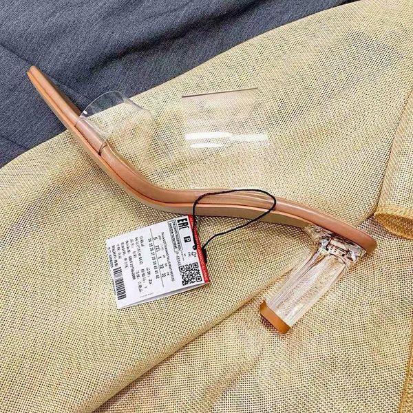 

dress shoes transparent sandals girl with the summer 2021 thick heel crystal high heels fairy wind, Black