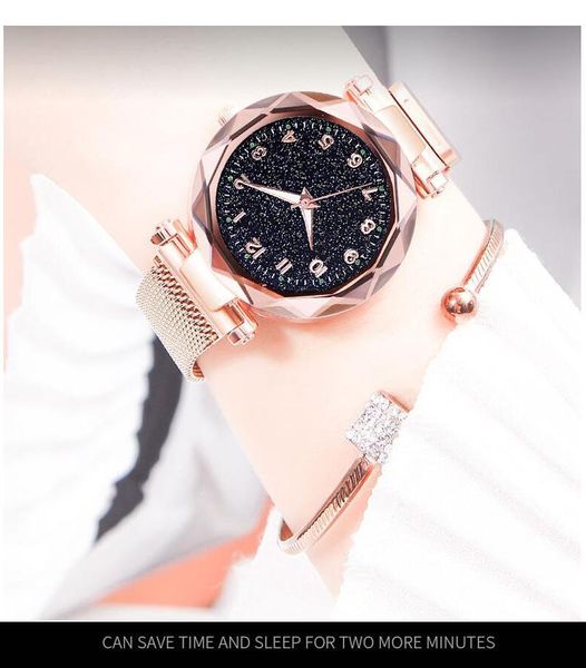 

wristwatches 2021 luxury starry sky women watches magnetic mesh milan band watch women's trend wristwatch zegarek damski, Slivery;brown