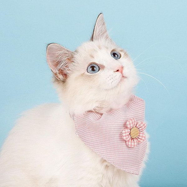 

cat collars & leads adjustable pet puppy scarf bandana collar neck dog saliva towel pu cotton accessories printing triangle bandage