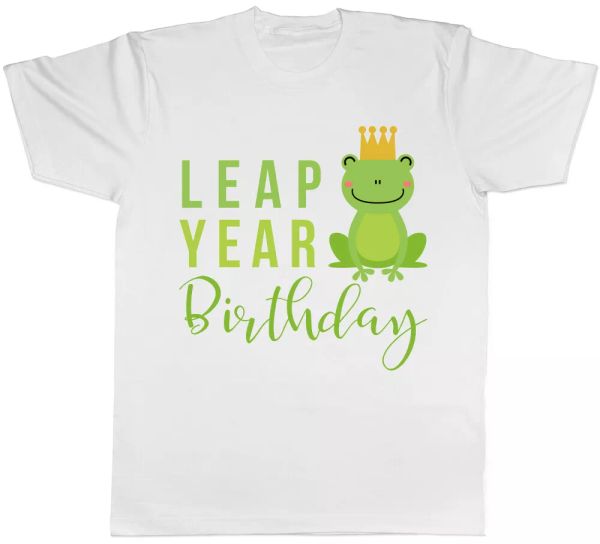 

leap year birthday frog mens t-shirt tee, White;black