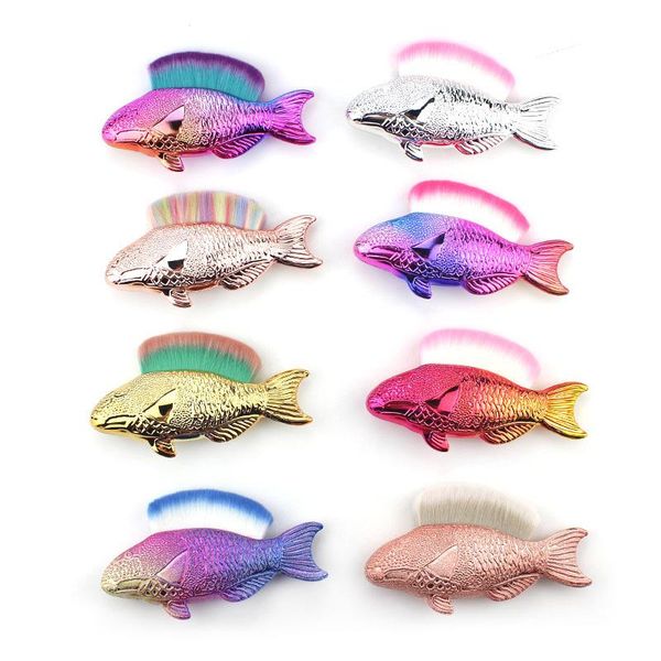 

makeup brushes mermaid fin make-up brush powder foundation cosmetic fish multi color beauty fashion accessories tool for girls