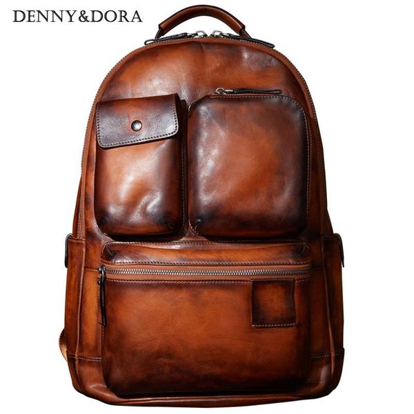 

backpack mens cow leather luxury bag simple military style