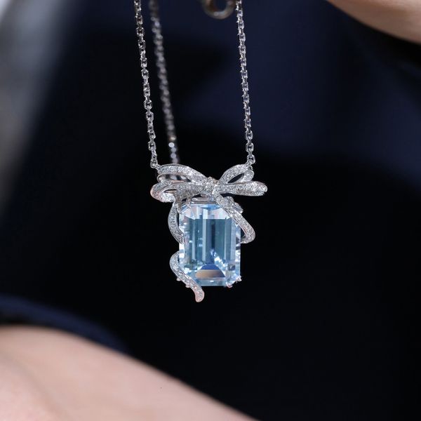 

qtt prachtige zilveren 925 ketting vrouwen vriendin vrouw gift sieraden geschenkdoos zirkoon kristallen hanger sleutelbeen, Silver