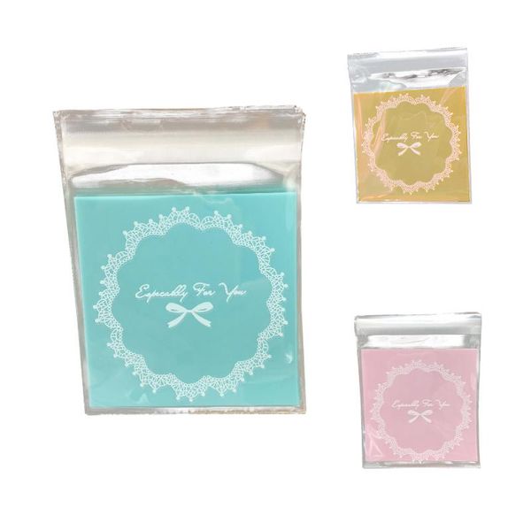

50pcs 10x10cm cookie packaging lace candy self-adhesive plastic bags for biscuits snack baking package gift wrap