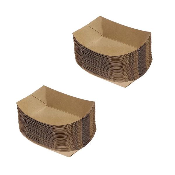 

gift wrap 50pcs disposable paper box kraft food plate festival holding tray