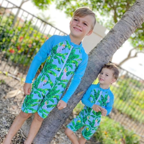 

zip up swimwear childrens boy swimsuit 2021 one-piece swimsuit uv protection long-sleeved baby bathing suit wetsuit beachwear