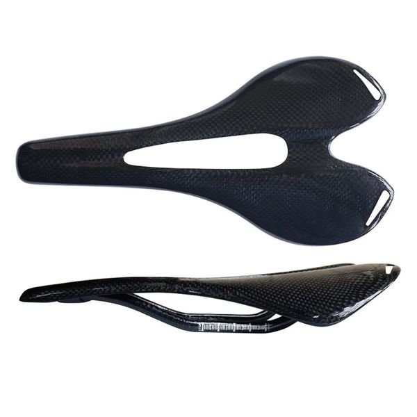 Selle per bici T800 Sella per bicicletta in fibra di carbonio completa Road MTB Sedile opaco Cuscino 275 * 143 mm Parti per ciclismo 4 Modello 7