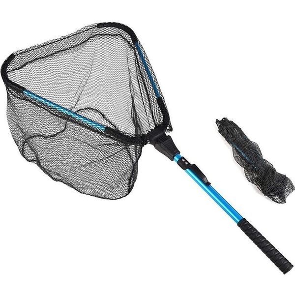 

fishing accessories triangle foldable net landing with pole collapsible for ponds bird fish nylon tackle
