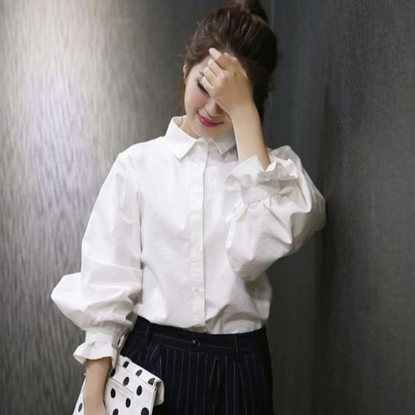 

women's blouses & shirts white cotton shirt puff sleeve ol style blouse size xs-xl d33