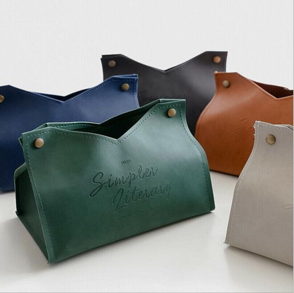 

tissue boxes & napkins creative pu leather cover box dispenser paper storage holder napkin case organizer seat type