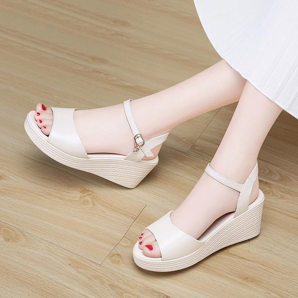 

slippers summer all-match comfortable platform sandals with wedge heels, Black