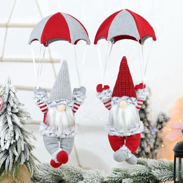 Decorazioni natalizie Peluche Gnomo senza volto Paracadutismo Anziani Paracadute Finestra di Natale Decorazione appesa Regali w-01239