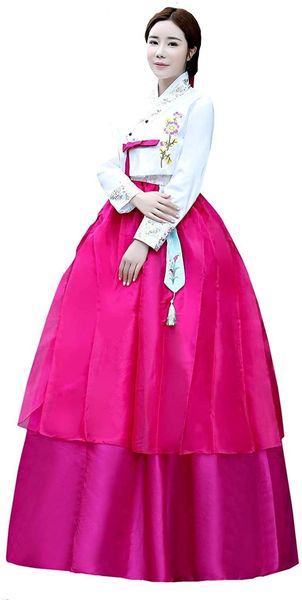 

ethnic clothing women korean traditional long sleeve hanboks dancing dress cosplay costume, Red