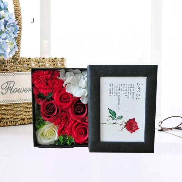 

romantic soap rose flower box valentine wedding birthday gift with po frame handmade craftsmanship 160x120x70mm party favor
