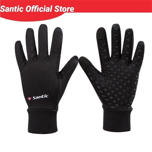

santic cycling gloves winter warm full finger with touch function shockproof keep asian size 211124, Blue;gray