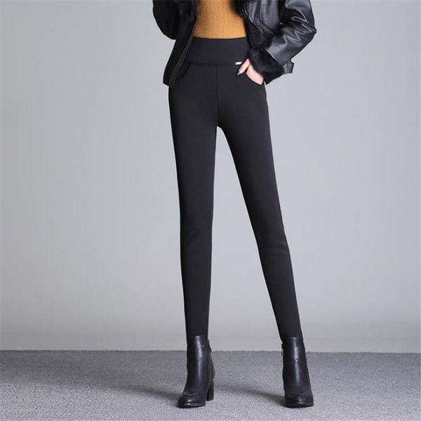 

women's pants & capris woman autumn plus size stretch leopard elastic waist velvet thick pencil lady winter warm slim penicl c520, Black;white