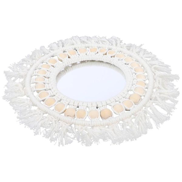 

mirrors 1pc wall hanging mirror with woven tapestry nordic art decor