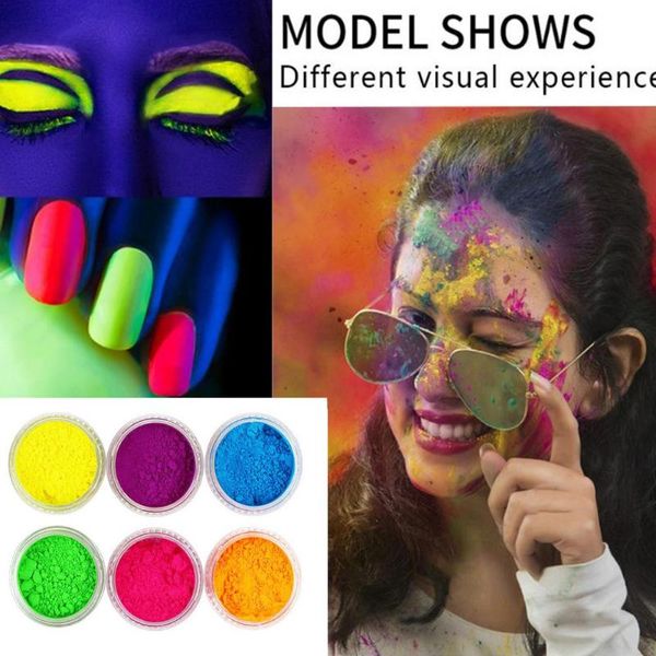 

nail glitter the 6 color phosphor pigment powder set blending art diy gel polish manicure for nails decoration, Silver;gold