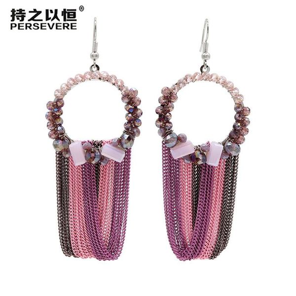 

dangle & chandelier handmade crystal beaded circle round tassel women's earrings bohemian jewelry 2021 trends wedding birthday, Silver