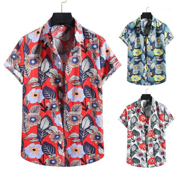 

men's casual shirts fashion leaves hawaiian shirt men cotton linen print short sleeve blouse loose summer clothing for, White;black