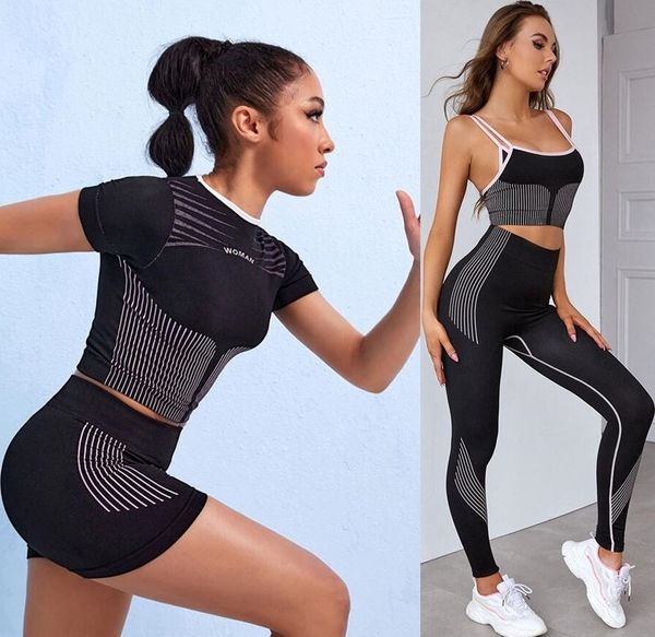

tracksuits womens designer yoga wear active set outfits for woman bra t shirt shorts track pants sport leggings gym suit tech fleece letter, Gray