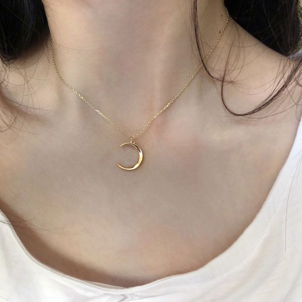 

fashion sweet golden moon necklace silver color jewelry crescent clavicle chain pendant necklaces for women gifts