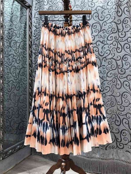 

skirt skirts 100%cotton skirts 2021 autumn winter fashion women vintage gradient color print elastic waist casual long maxi skirt, Black