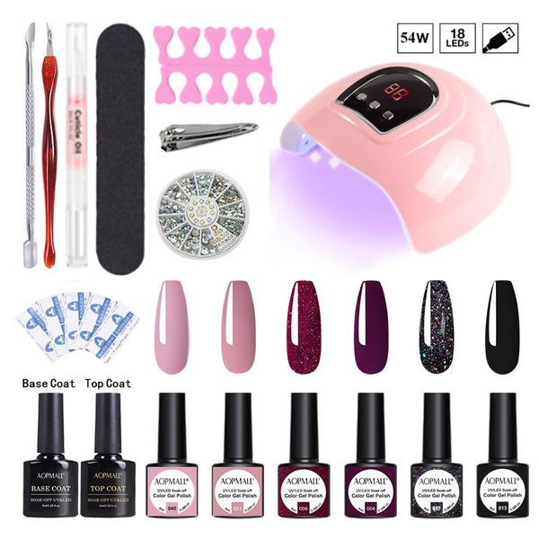 

nail art kits aopmallÂ® retro classic 6 color gel polish 54w lamp 17pcs full set for extension acrylic