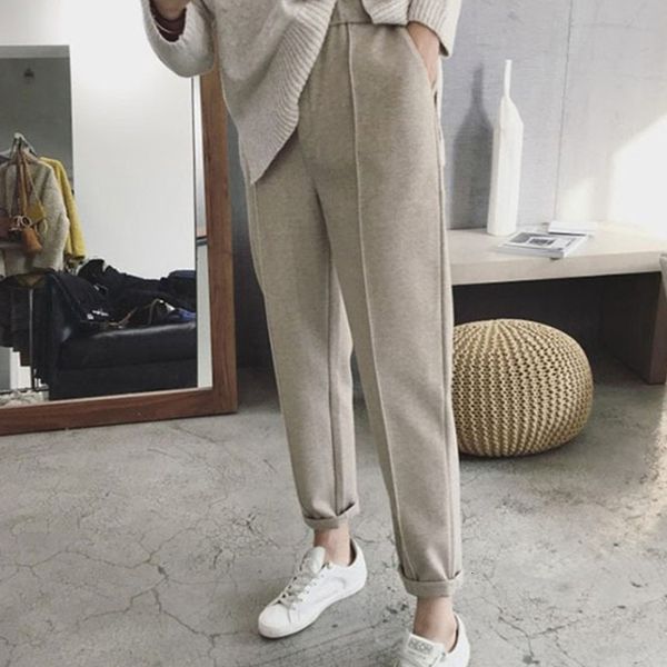 

women's pants & capris korean style simple solid trousers women fashion loose autumn woman casual straight-leg clothes 88st, Black;white