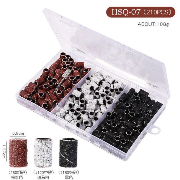 

nail art equipment 210pcs #80 #120 #180 white black brown sanding bands sand ring electric drill bit machine grinding remover manicure, Silver
