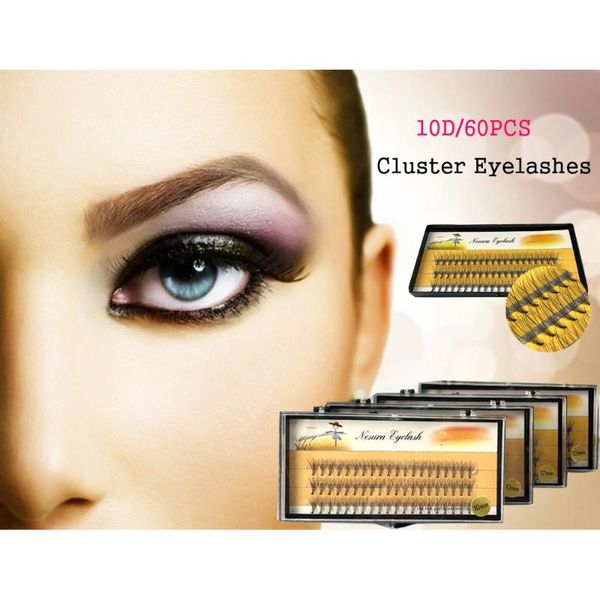 

false eyelashes 10d 60 bundles/box natural long individual cluster eyelash extension makeup mink lashes cilia cilio