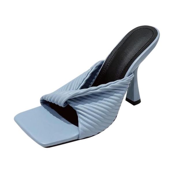 

sandals epher braided pu heels stiletto open toe slip on, Black